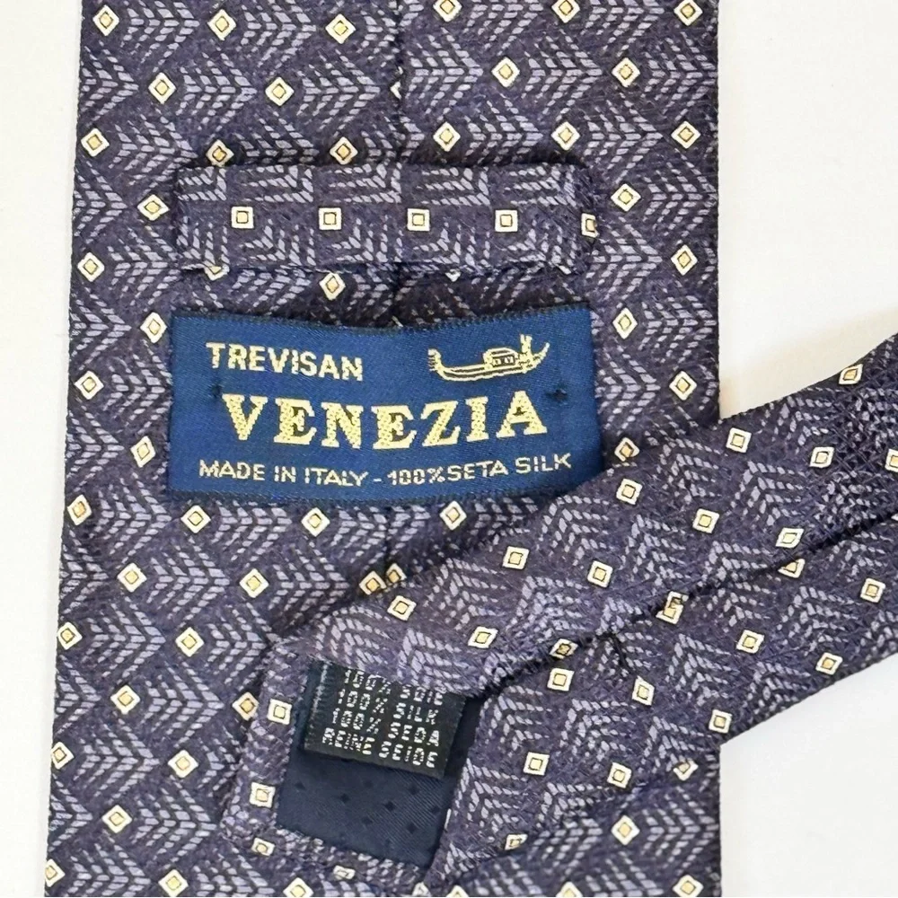 Trevisan Venezia Men’s Necktie with Multicolor Diamond Design 100% Silk